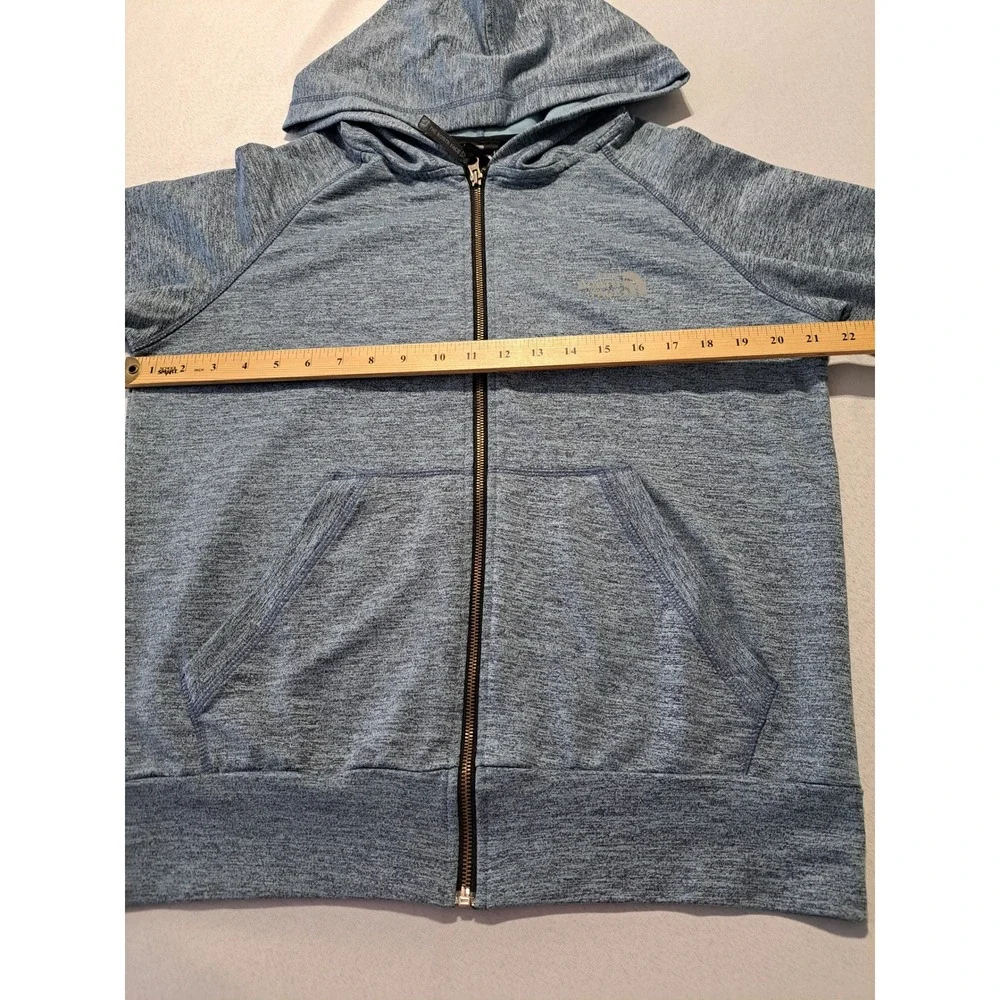 The North Face Summit Series Blue Heather Full Zip Hoodie Mens Medium Raglan - Picture 5 of 7